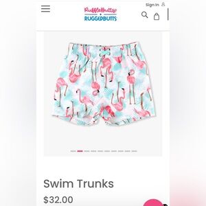 Toddler boys Ruggedbutts swim trunks. Flamingo pattern. Size 18-24 month.